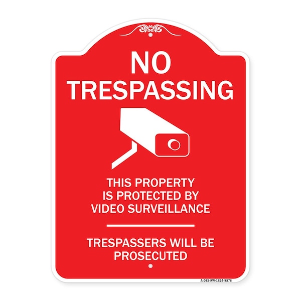 This Property Is Protected By Video Surveillance Heavy-Gauge Aluminum Sign, 24" H, RW-1824-9876